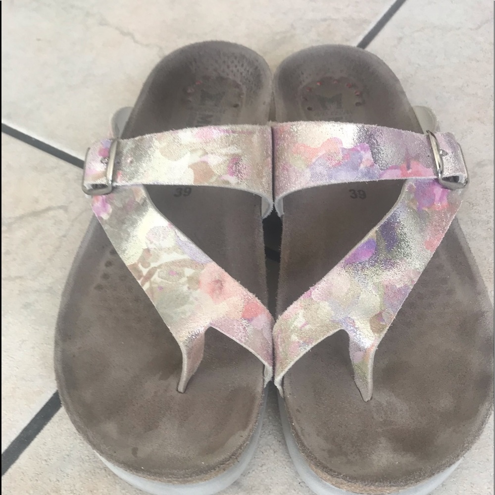 MEPHISTO HELEN SANDAL PINK SILVER FLORAL 9 (39)